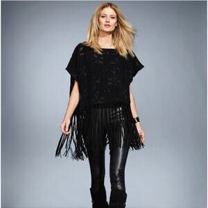 Black Fringe Poncho